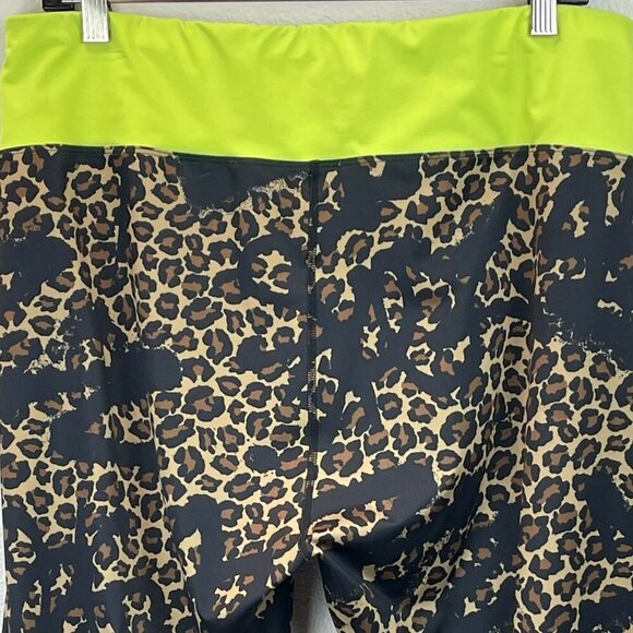 Asos Leggings Women's Size 16 4505 Tall Leopard Graffiti High Rise Brown Black - Picture 4 of 9